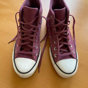 Converse suede platform hi-tops, size 6